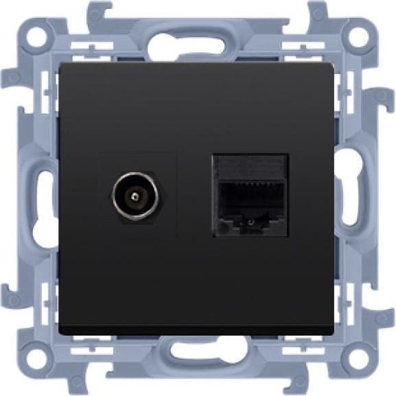  Kontakt-Simon Gniazdo antenowe Kontakt-Simon Simon 10 CASFRJ455.01/49 typu "F" + RJ45 kat.5e moduł czarny mat