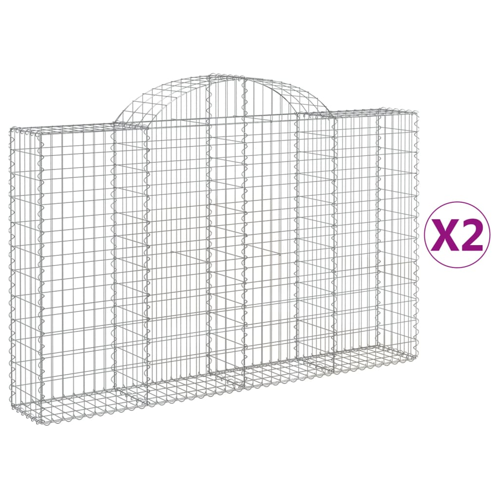 2 db íves horganyzott vas gabion kosár 200x30x120/140 cm (3146131)