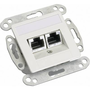 RJ45-ös süllyesztett fali aljzat, hátsó aljzatokkal 2db CAT 5e aljzattal gyöngy-fehér színben Setec 973258