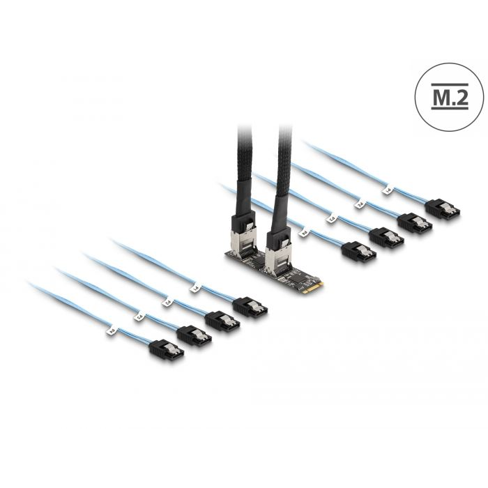 DeLock M.2 2280 B+M-key -> 8x SATA adapterkártya (64211) (delock64211)