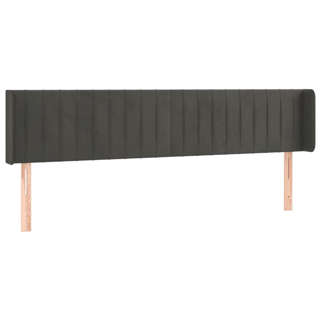 sötétszürke bársony szárnyas fejtámla 203x16x78/88 cm (3119073)