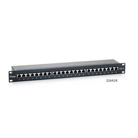 Equip 326424 Cat6 patch panel 24 port 1U árnyékolt fekete (326424)