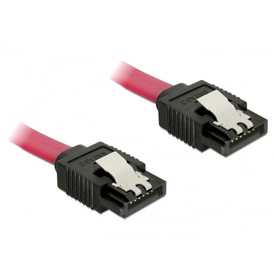 SATA-Kabel Delock SATA III -> SATA St/St 1.00m rot Clips
