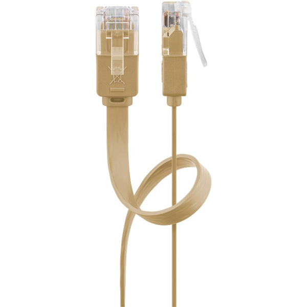 Patchkabel RJ45 Stecker > RJ45 Stecker CAT.6 U/UTP (braun, 10 Meter, Flachkabel)