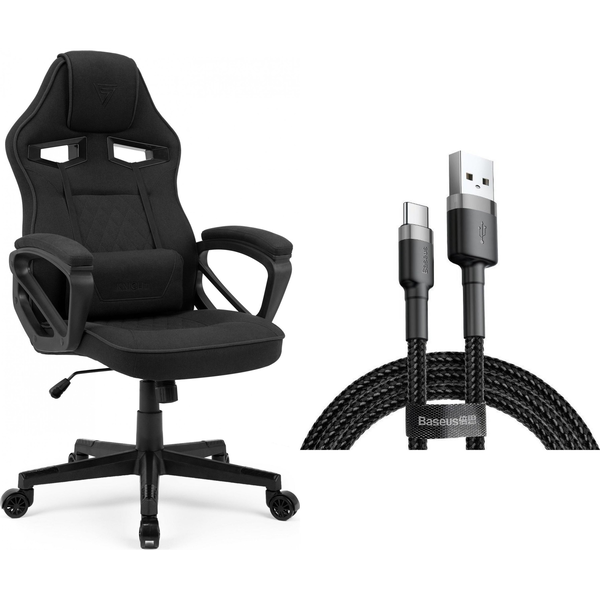 SENSE7 Knight Gamer szék - fekete textil + USB kábel