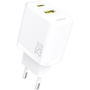 Szybka ładowarka sieciowa 25W USB-A USB-C - biała DUDAO