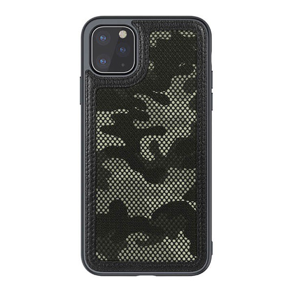 NILLKIN CAMO műanyag telefonvédő (bőr hatású, kamera védelem, terep minta) FEKETE [Apple iPhone 12 Pro Max]