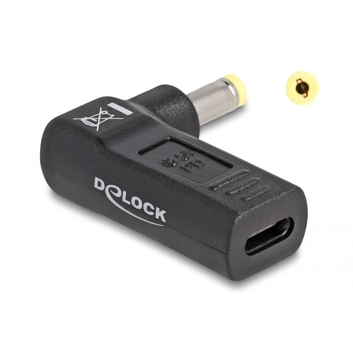 Delock Laptop töltőkábel adapter USB Type-C anya - HP 4,8 x 1,7 mm apa 90 fokban hajlított (60006) (60006)