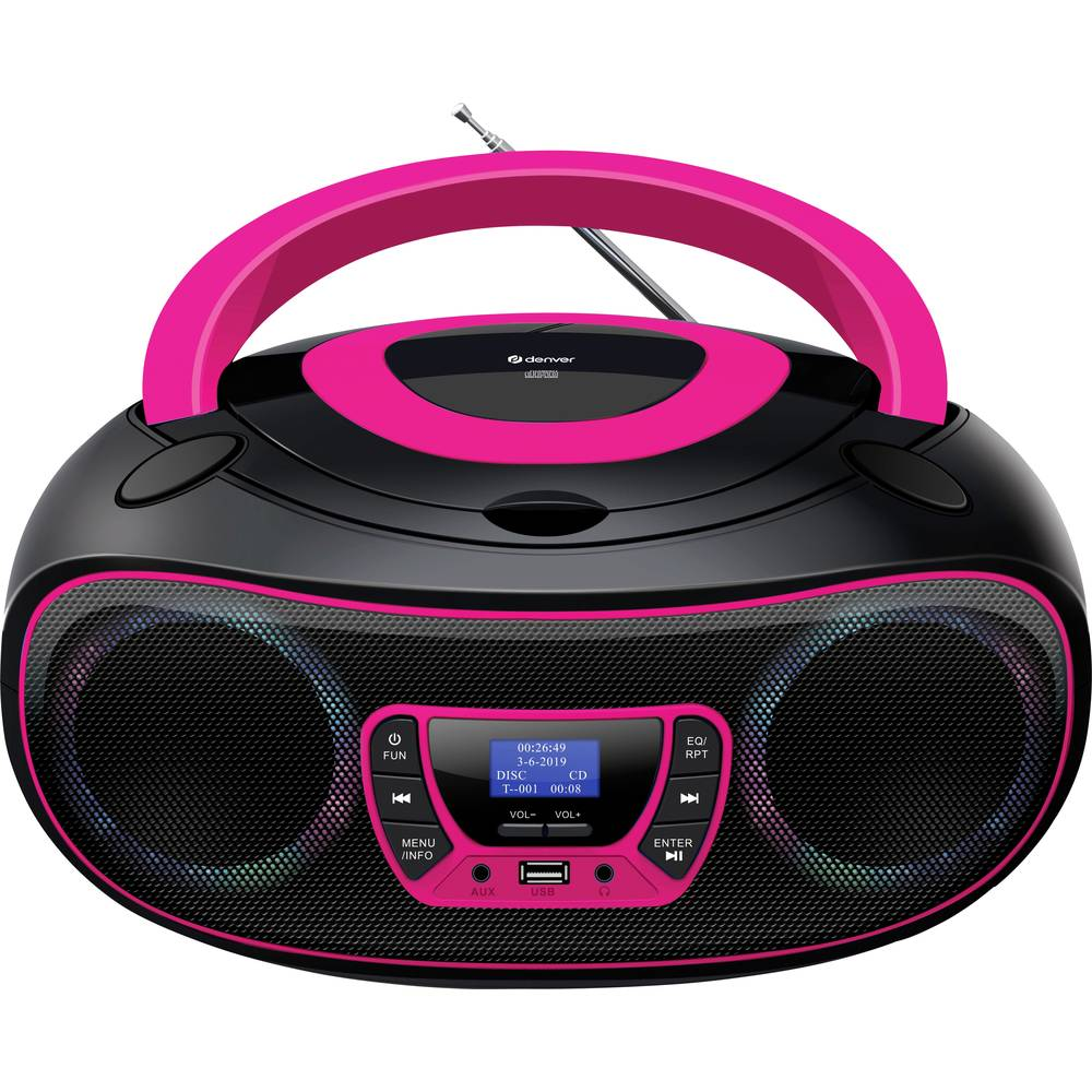Denver TDB-212P Bluetooth/CD-s Boombox - Fekete/Pink (TDB-212P)