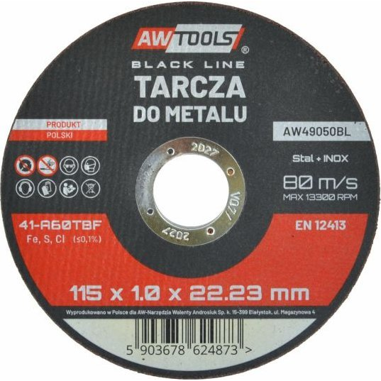  AWTools AW TARCZA DO METALU  115*1,0mm BLACK LINE