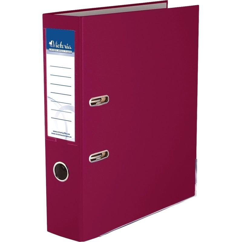 Victoria Basic iratrendező 75mm gerincvastagság, élvédő sínnel, A4 bordó (IDI75BO) (IDI75BO)