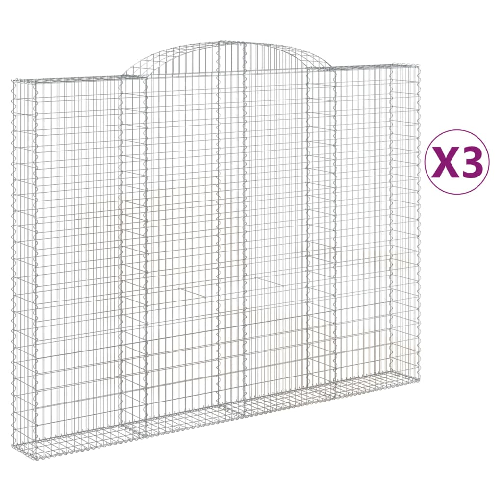 3 db íves horganyzott vas gabion kosár 300x30x220/240 cm (3146630)