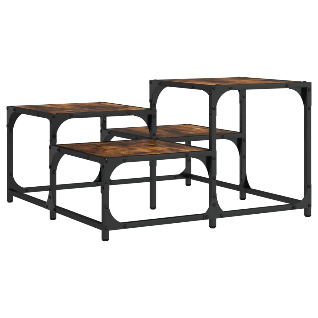 füstös tölgyszínű műfa dohányzóasztal 68x68x40 cm (837749)