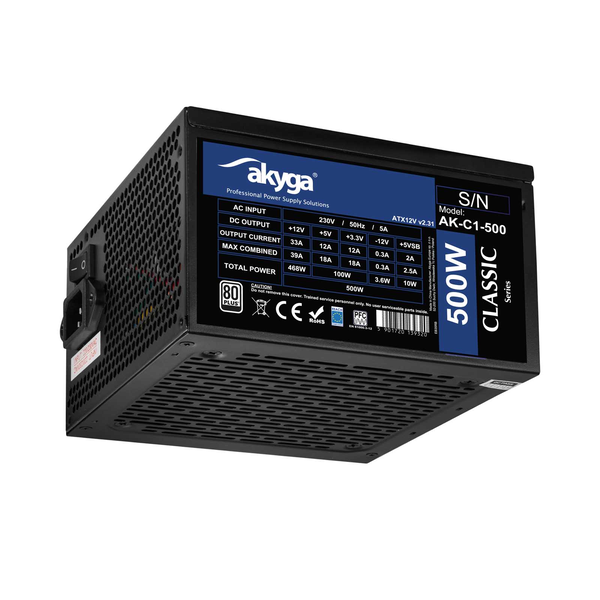 ATX zdroj 500W Akyga AK-C1-500 P4+4 2x PCI-E 6+2 pin 4x SATA 2x Molex