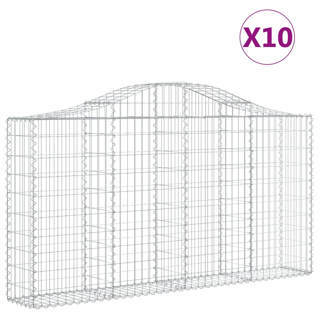 10 db íves horganyzott vas gabion kosár 200x30x100/120 cm (3145438)