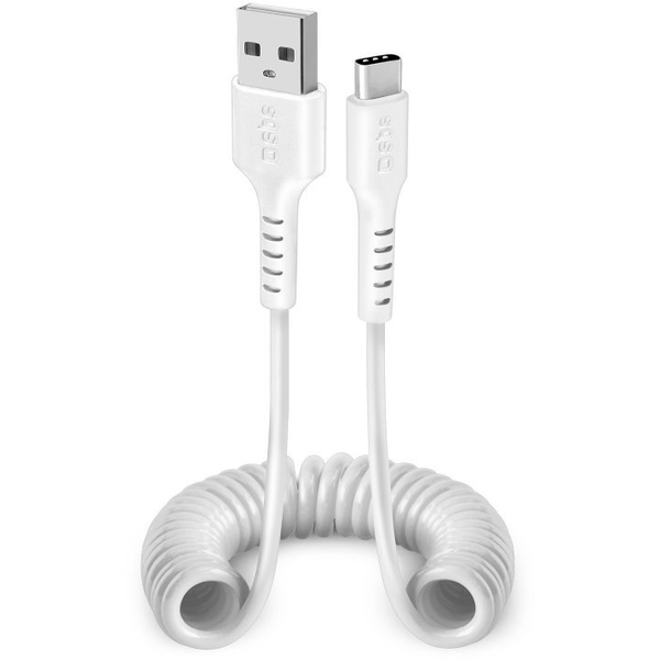 SBS USB zu USB-C Spiralkabel 1m weiß