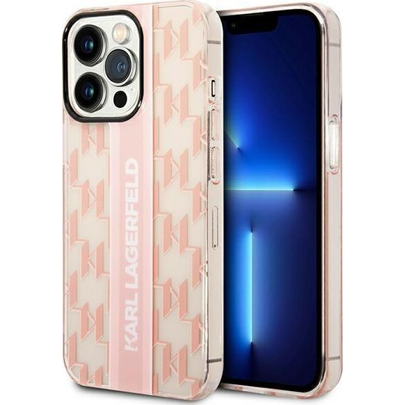 Karl Lagerfeld Mono Vertical Stripe Apple iPhone 14 Pro hátlap tok, rózsaszín (KLD1114)