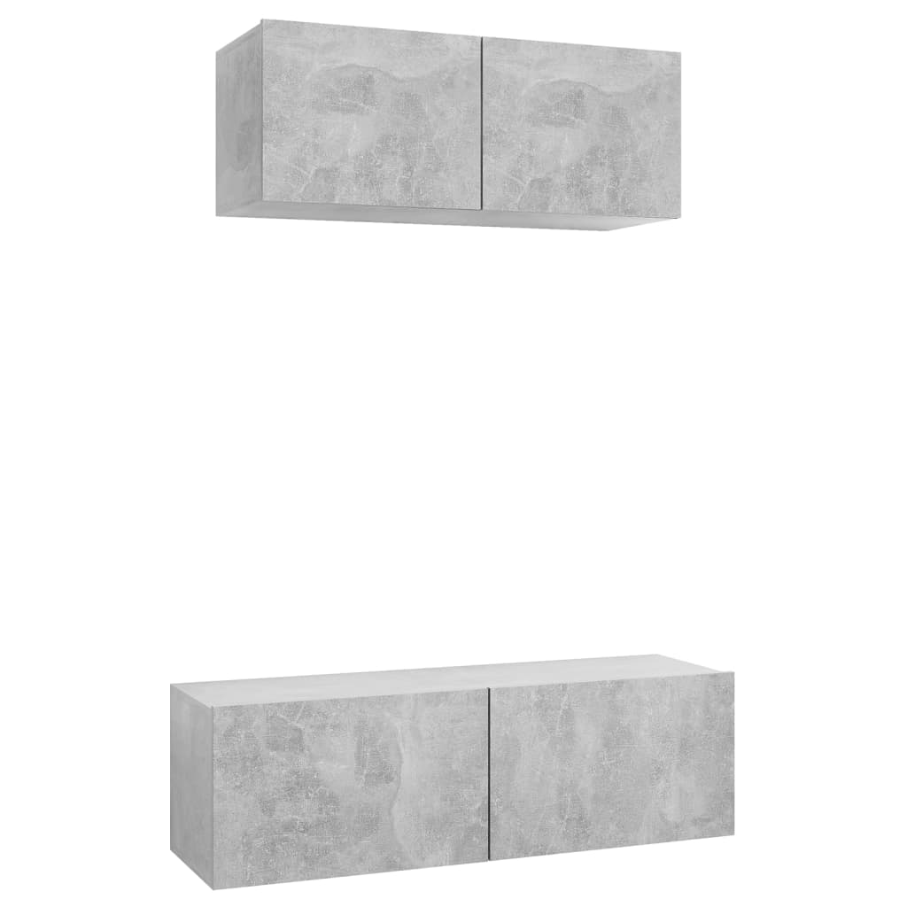 2 részes betonszürke forgácslap TV-szekrényszett (3079122)