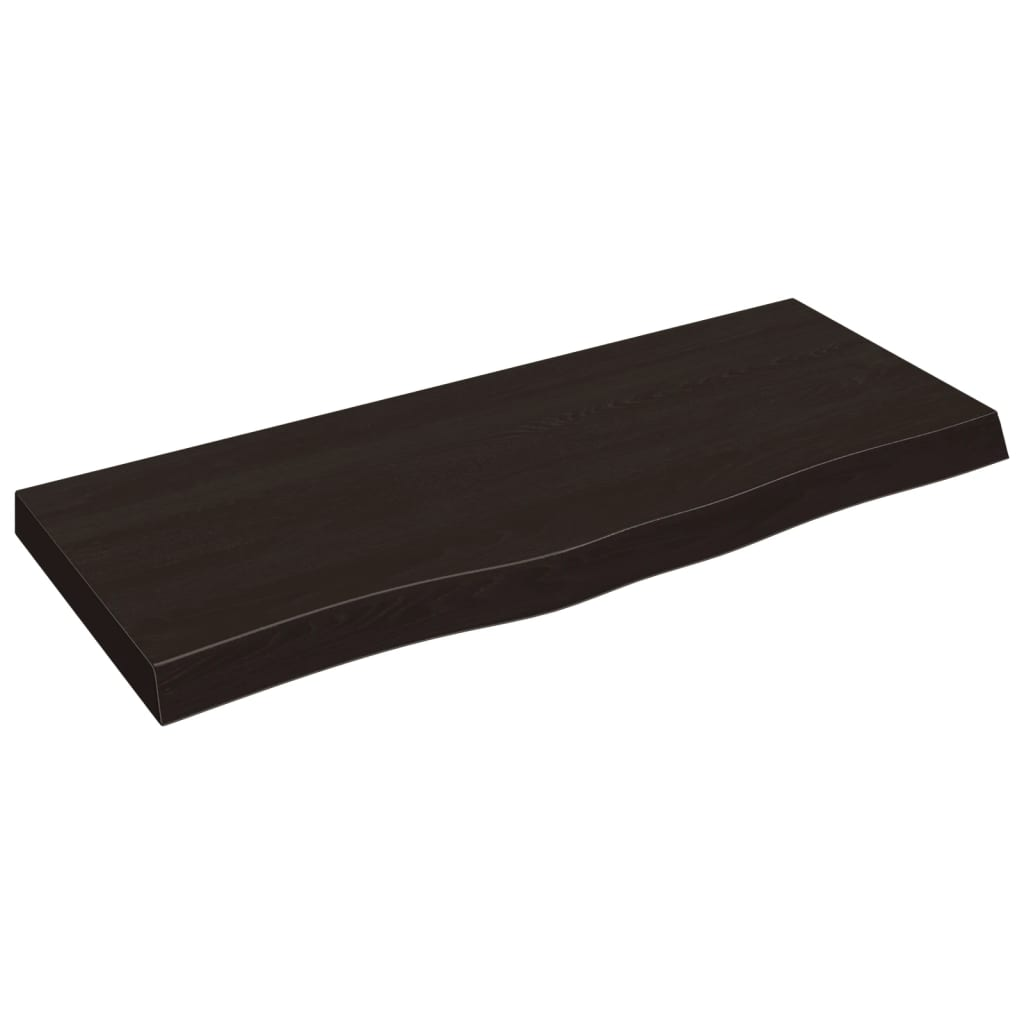 sötétbarna kezelt tömör tölgyfa fali polc 100x40x(2-6) cm (363805)