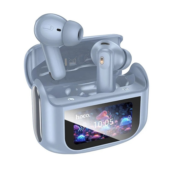 Hoco EQ21 bluetooth fülhallgató SZTEREO (v5.4, TWS, mikrofon, aktív zajszűrő, érintőkijelző + töltőtok) VILÁGOSKÉK (EQ21_BL)