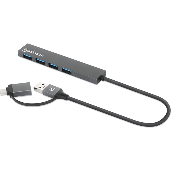 Manhattan 181006 hub-uri de interfață USB 3.2 Gen 1 (3.1 Gen 1) Type-A 5000 Mbit/s Gri
