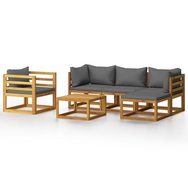 Set mobilier grădină cu perne, 6 piese, lemn masiv acacia