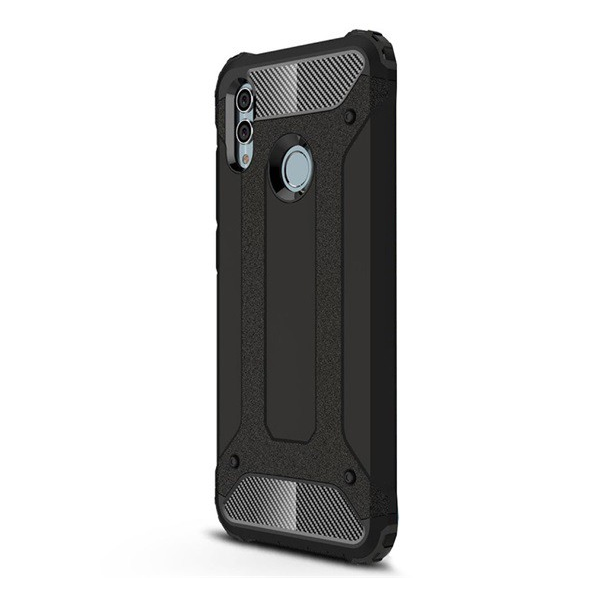 Defender műanyag telefonvédő (közepesen ütésálló, légpárnás sarok, szilikon belső, fémhatás) FEKETE [Honor 10 Lite] (5996457835898)