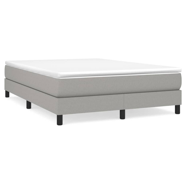 Pat continental cu saltea, gri deschis, 160x200 cm, textil
