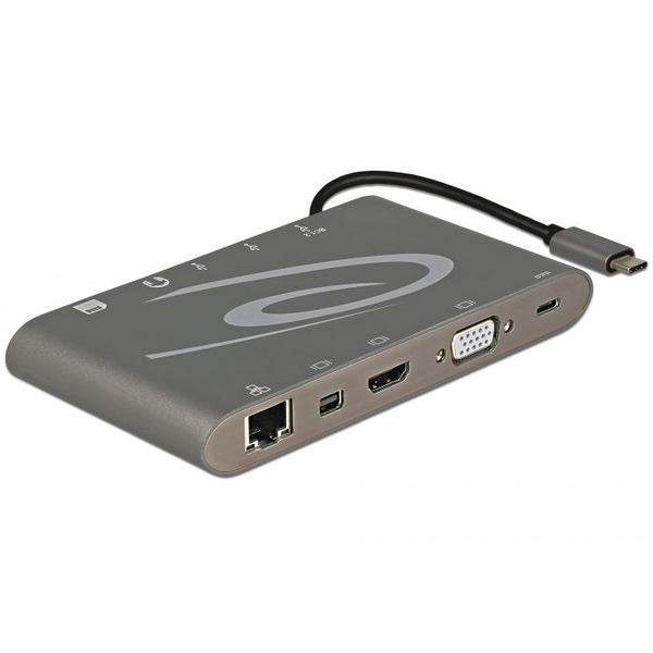 Docking station USB 3.1 tip C 4K (Gigabit, Mini DP, HDMI, VGA, USB 3.0, jack audio, micro SD/SD slot), Delock 87297