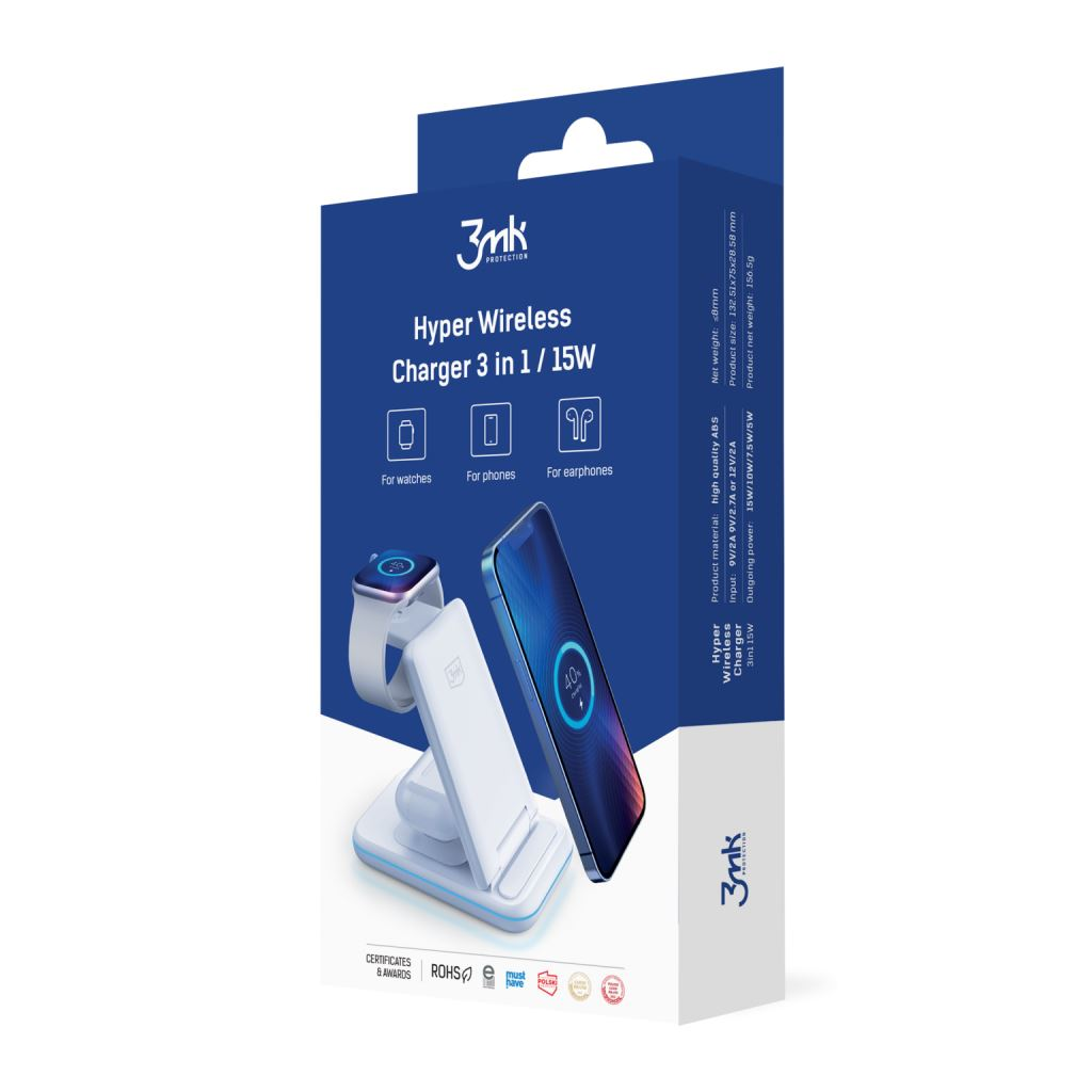 3mk Hyper vezeték nélküli töltő 15W (3MK483056) (3MK483056)