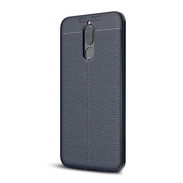 Szilikon telefonvédő (közepesen ütésálló, bőr hatású, varrás minta) SÖTÉTKÉK [Huawei Mate 10 Lite] (5996457728497)