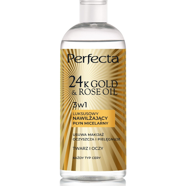 Perfecta 24K Gold & Rose Oil Luksusowy nawilżający płyn micelarny 400ml