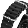 Curea silicon DuxDucis Ocean Wave compatibila cu Apple Watch 4/5/6/7/8/SE 42/44/45mm Black
