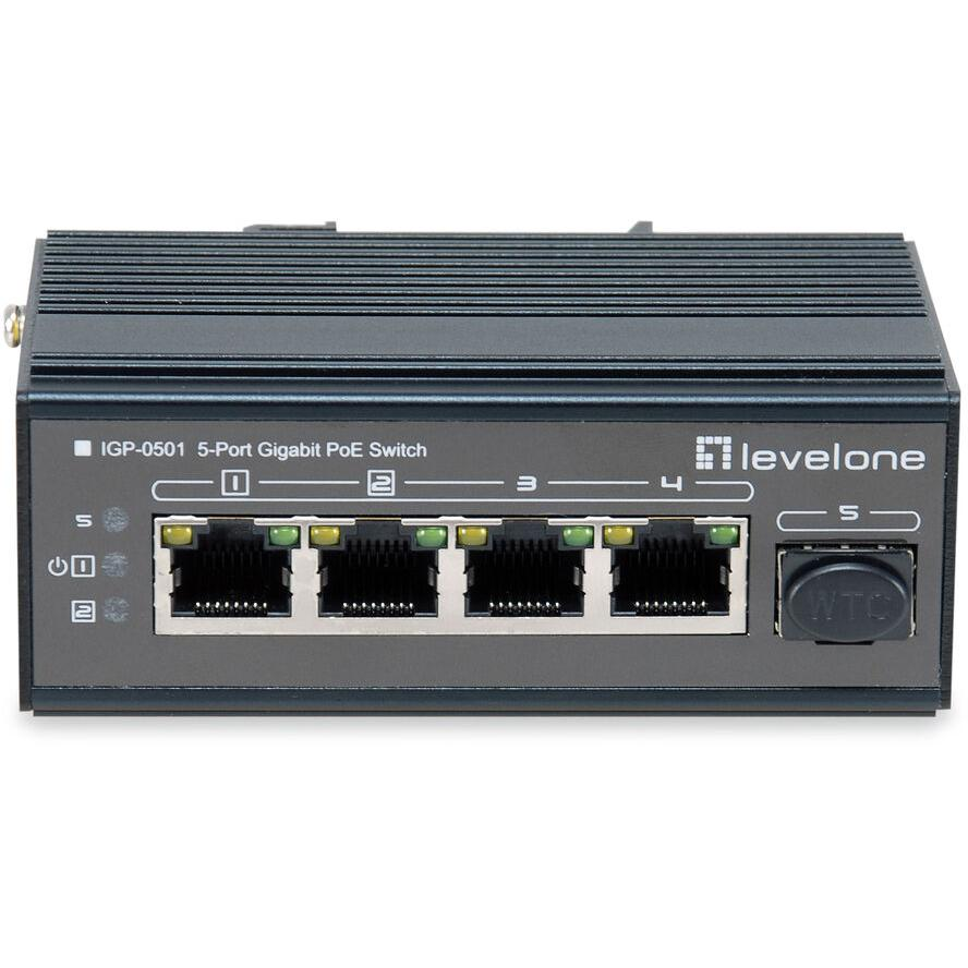 LevelOne IGP-0501 hálózati kapcsoló Gigabit Ethernet (10/100/1000) Ethernet-áramellátás (PoE) támogatása Fekete (IGP-0501)