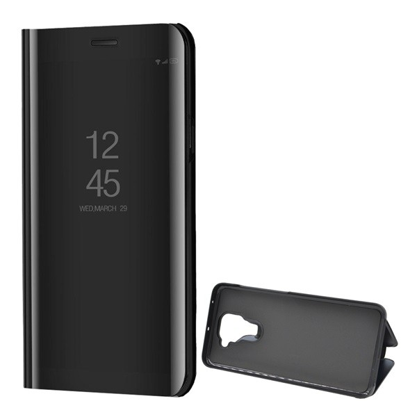 Tok álló (aktív FLIP, oldalra nyíló, asztali tartó funkció, tükrös felület, Mirror View Case) FEKETE [Xiaomi Redmi Note 9 (10X 4G)] (5996457977703)