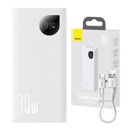 Baseus Adaman2 Power Bank 10000mAh 30W Digitális Kijelzővel Fehér