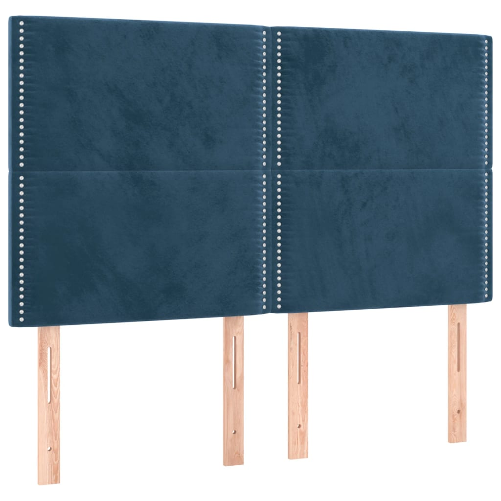4 db sötétkék bársony fejtámla 72 x 5 x 78/88 cm (3116244)