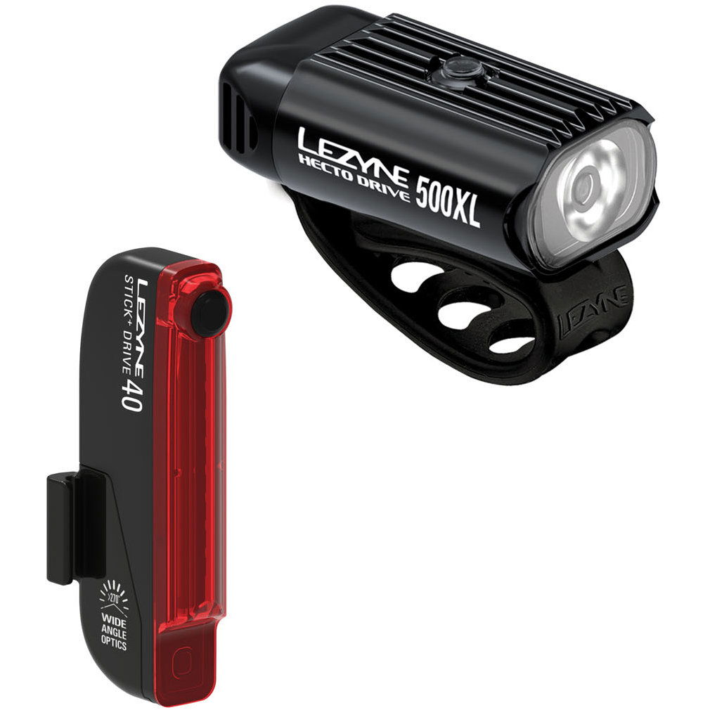 Lezyne Hecto Drive 500XL / Stick+ Drive Pair / Black / Black (1-LED-9P-V1904)