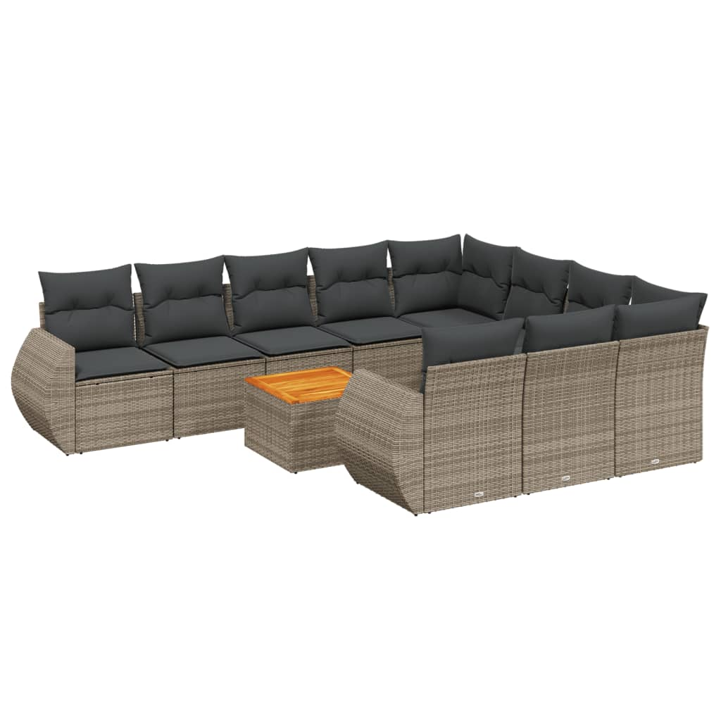 11 részes szürke polyrattan kerti ülőgarnitúra párnákkal (3257516)