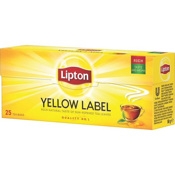 Fekete tea, 25x2 g, LIPTON "Yellow label"