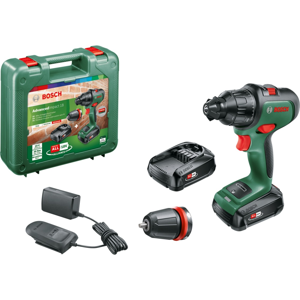 Bosch 06039B510E AdvancedImpact 18 Akkumulátoros ütvefúró-csavarozó + 2x 1.5Ah Akku + Töltő + Koffer (06039B510E)