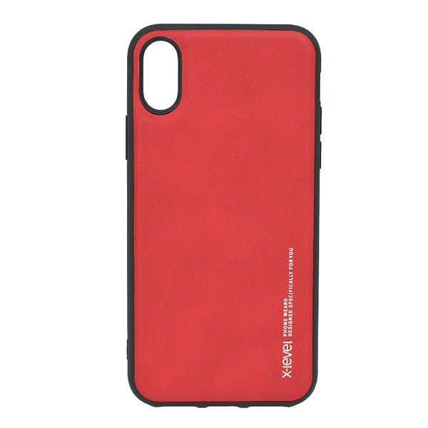 X-LEVEL szilikon telefonvédő (bőr hatású hátlap) PIROS [Apple iPhone XS 5.8] (5996457839926)