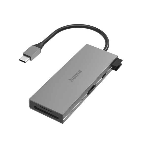 Hama 6 port USB-C 2xUSB-A +USB-C +HDMI +SD +microSD Multiport hub/kártyaolvasó ezüst (00200110)