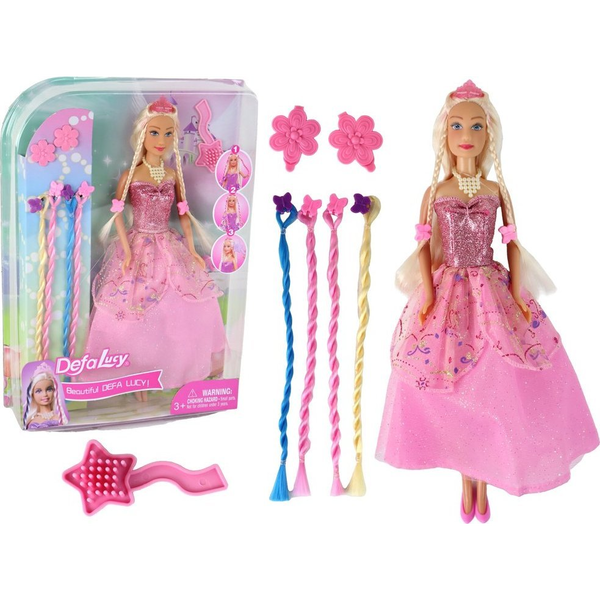 Rózsaszín Lucy Princess Baba - Hajkiegészítőkkel