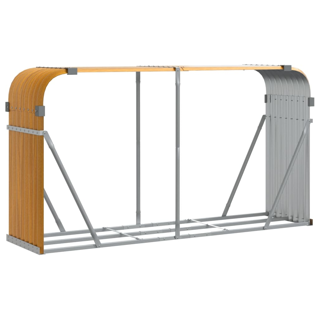 világosbarna horganyzott acél rönktartó 180 x 45 x 100 cm (364584)