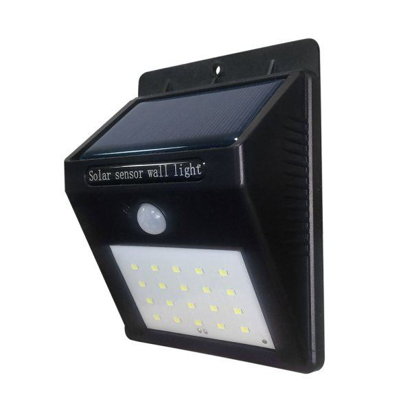 Optonica LED napelemes fali lámpa 0.75W IP54 fekete ház 6000K (WL2-A6 / 7405) (o7405)