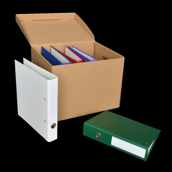 Bluering Archiváló konténer karton doboz fedeles 42x31x32cm, felfelé nyíló tetővel (kívül záródó) ® barna (BP220257)