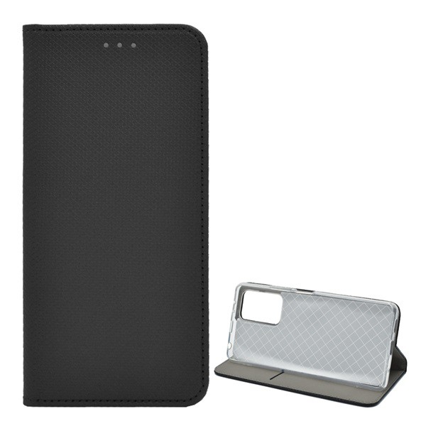 Tok álló, bőr hatású (FLIP, oldalra nyíló, asztali tartó funkció, rombusz minta) FEKETE [Xiaomi Redmi Note 10 Pro 4G] (5996591063850)