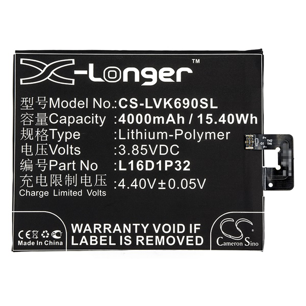 Cameron Sino CS-LVK690SL Lenovo L16D1P32 Telefon akkumulátor 4000 mAh