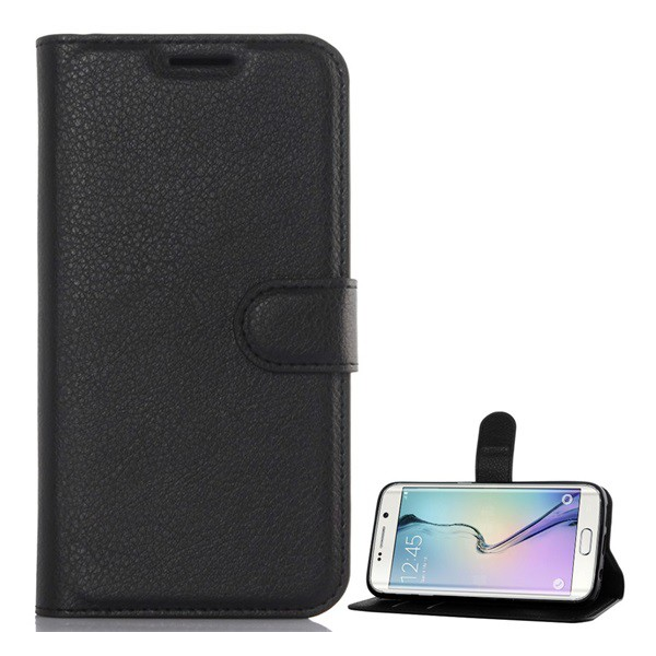 Tok álló, bőr hatású (FLIP, oldalra nyíló, asztali tartó funkció, prémium) FEKETE [Samsung Galaxy S7 EDGE (SM-G935)] (5996457623419)